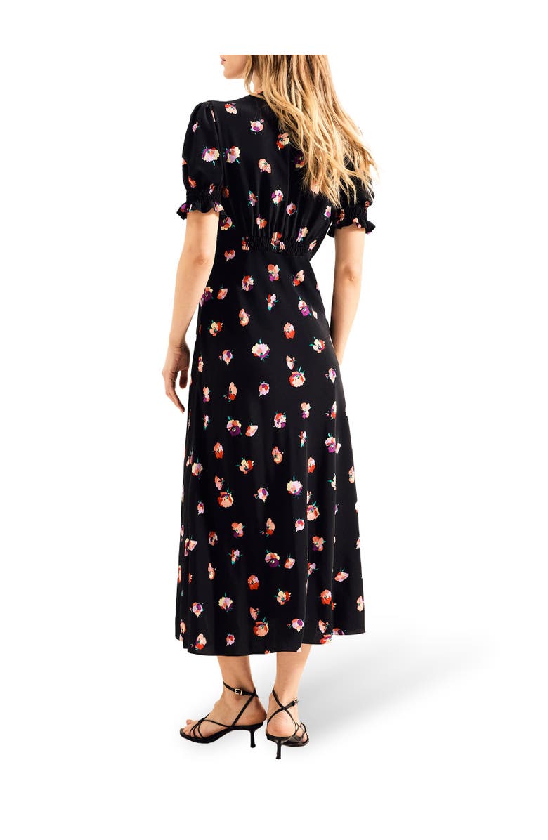 Ro&Zo Pansy Print Shirred Cuff Midi Dress, Alternate, color, Multi