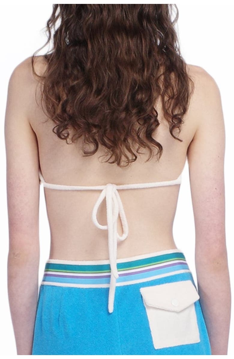 Anna Sui Cabana Terry Bikini Top, Alternate, color, Ocean Blue