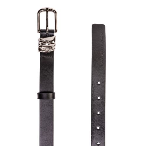 Black Suede Studio Boyfriend Belt In Black/silver