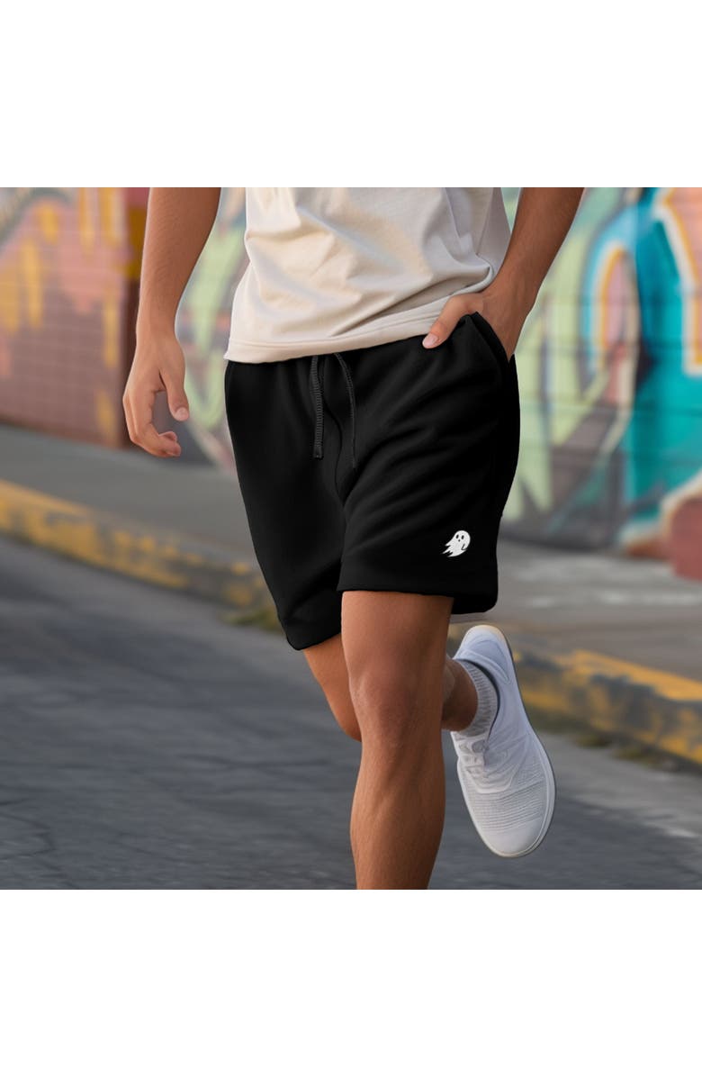 Dalix Mens Ghost Relaxed Fleece Sweat Elastic Shorts, Alternate, color, Black