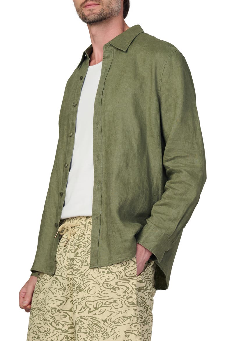 Jakob Linen Button-Up Shirt, Alternate, color, LICHEN