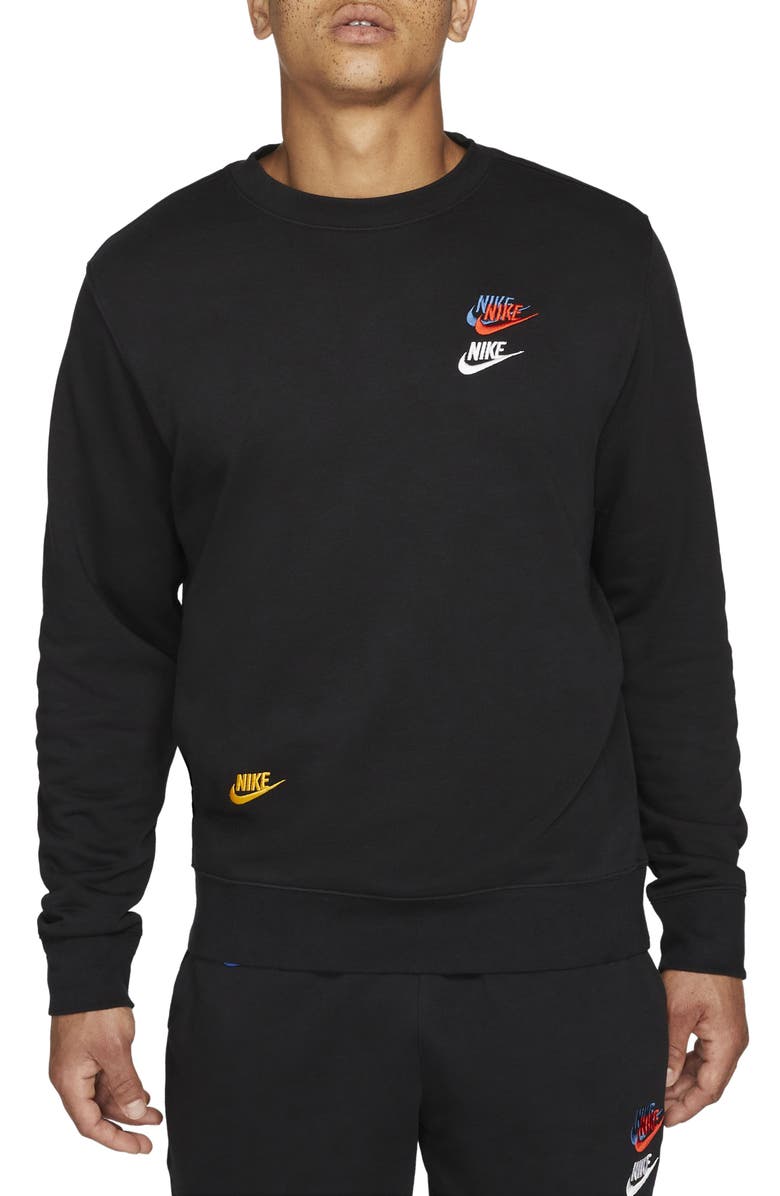 Nike Sportswear Essentials+ Embroidered Swooshes Crewneck Sweatshirt, Main, color,