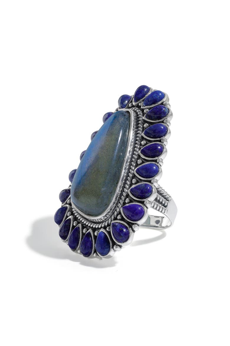 Labradorite Statement Ring, Alternate, color, BLUE