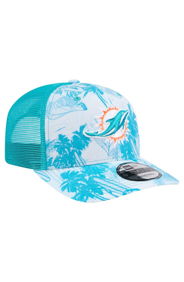 New Era Men's New Era  Aqua Miami Dolphins Hula Trucker 9SEVENTY Adjustable Hat, Alternate, color, 