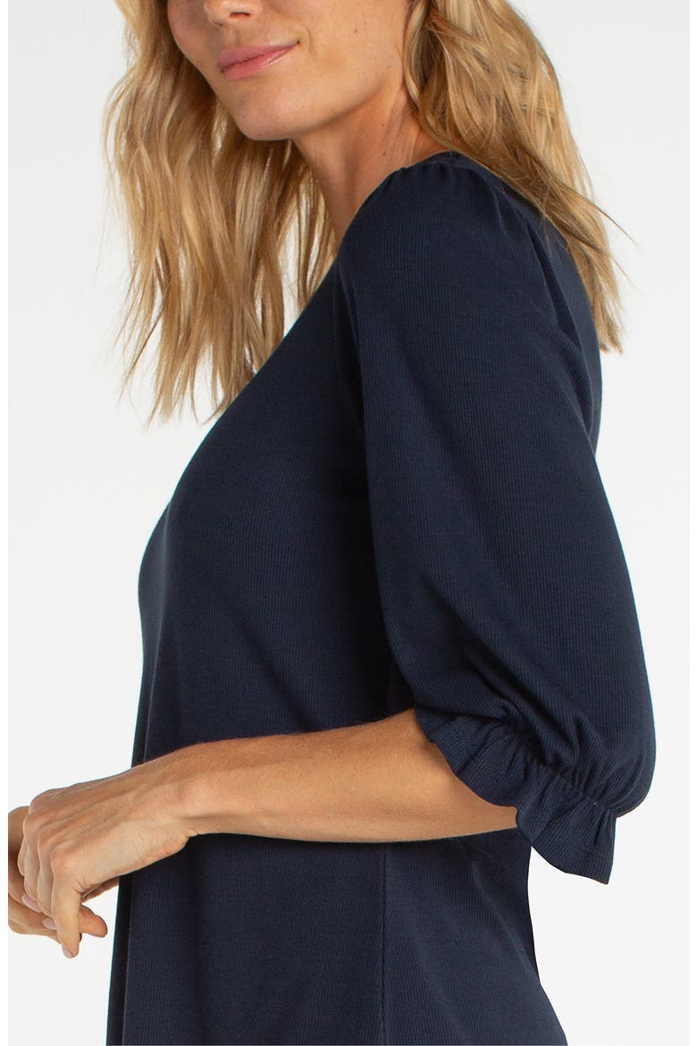 Elbow Sleeve Notch Neck T-Shirt, Alternate, color, DARK NAVY