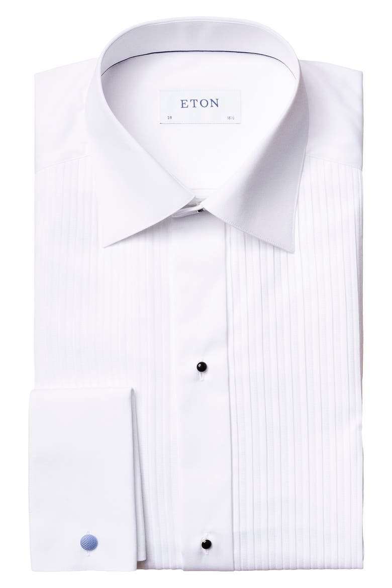 Contemporary Fit Pleated Bib Tuxedo Shirt, Alternate, color, WHITE
