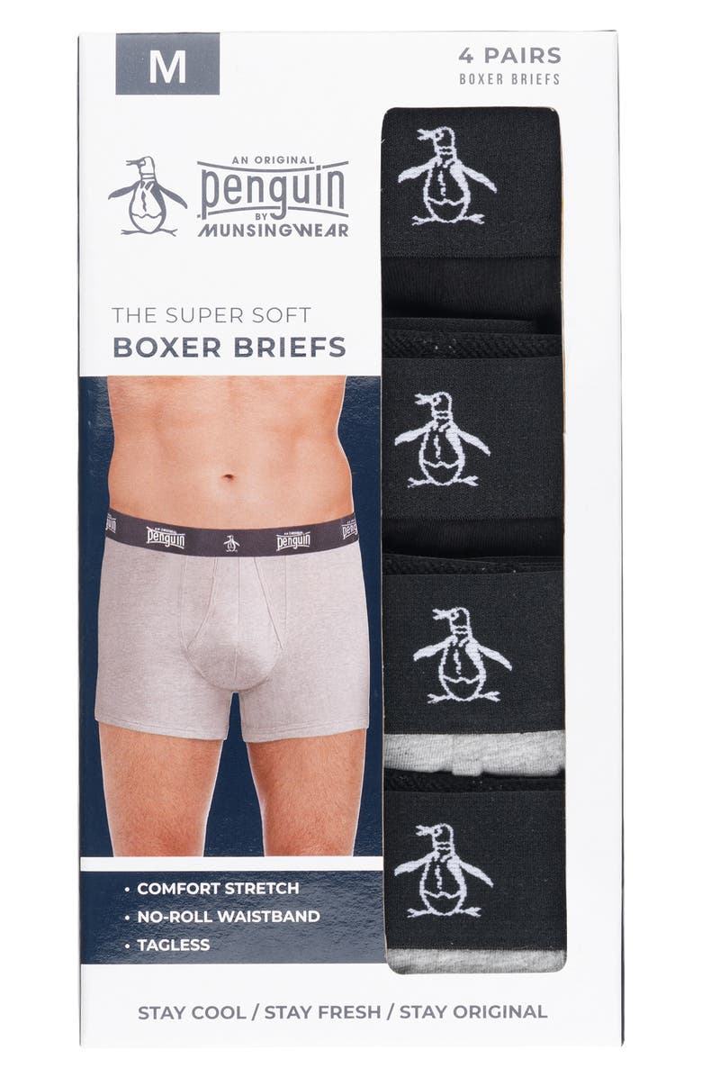 Original Penguin Assorted 4-Pack Boxer Briefs, Alternate, color, Black/ Grey