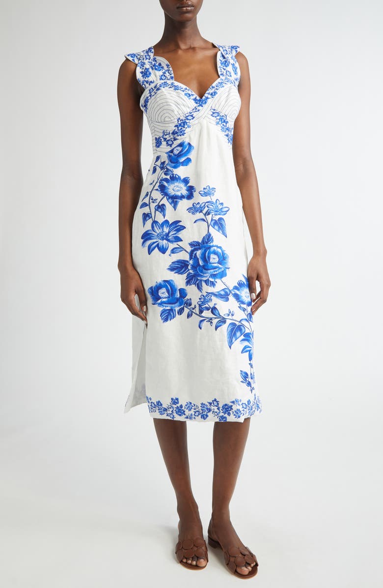 Floral Cascade Linen Dress