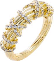 BY ADINA EDEN Pave Cross Fluted Dome Ring