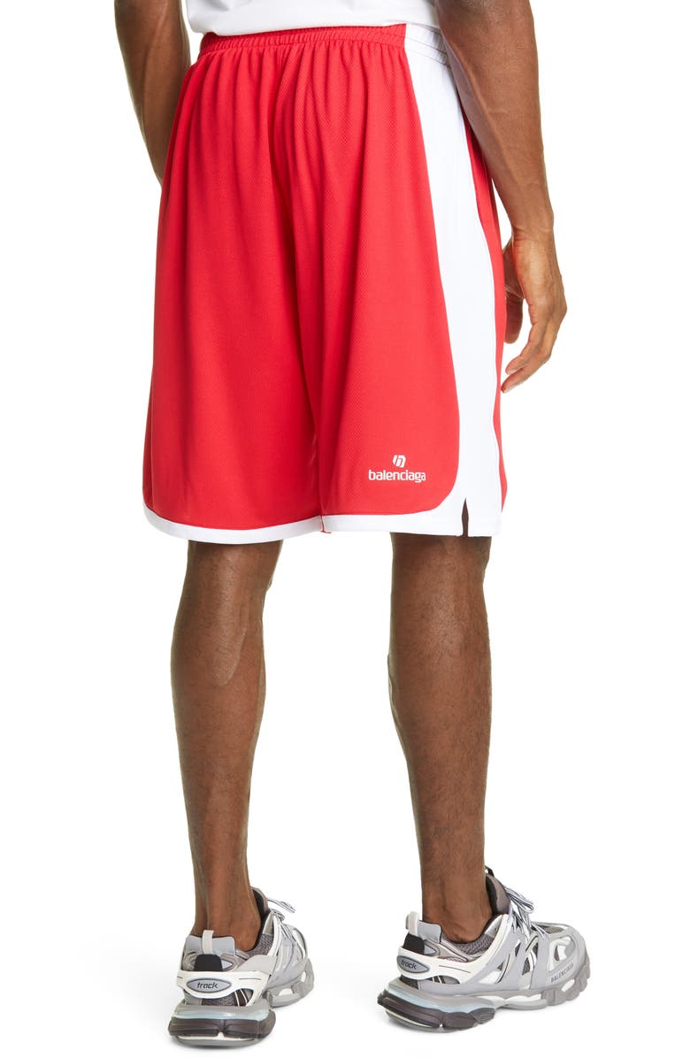 Balenciaga Logo Mesh Jersey Soccer Shorts, Alternate, color,
