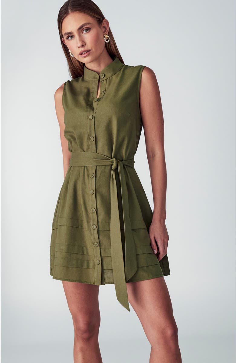 WILLA Justice Mini Dress, Alternate, color, Olive Green