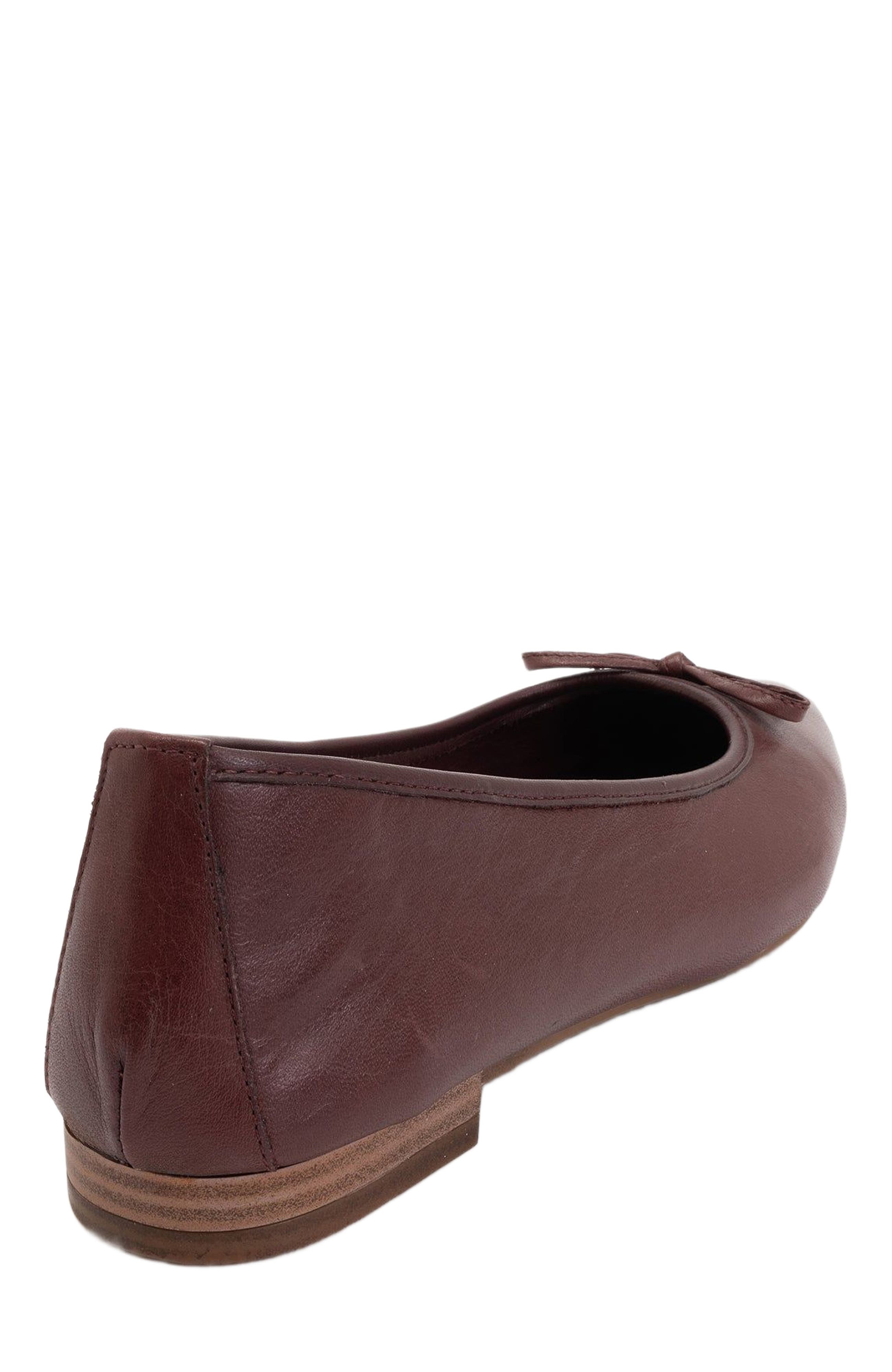 Forever & Always Shoes Ruby Leather Pointed Toe Flats, Alternate, color, Burgundy Brown Leather