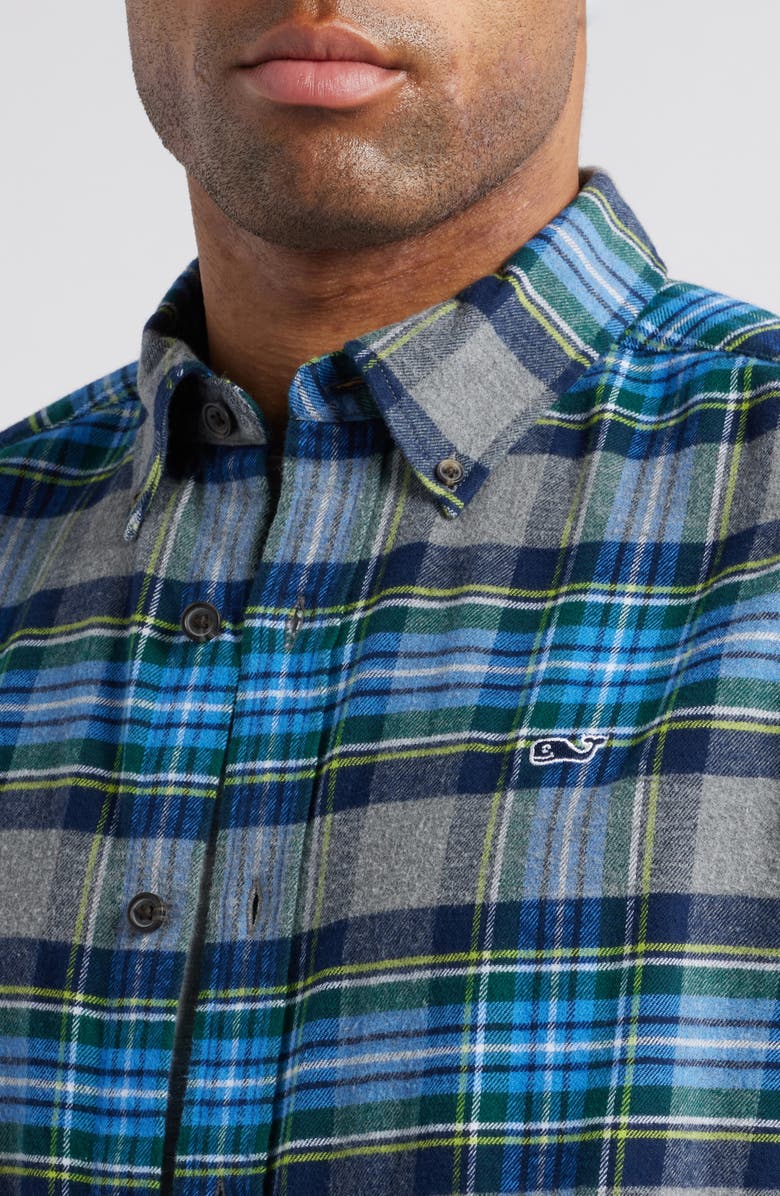 vineyard vines Plaid Stretch Flannel Button-Down Shirt, Alternate, color, 