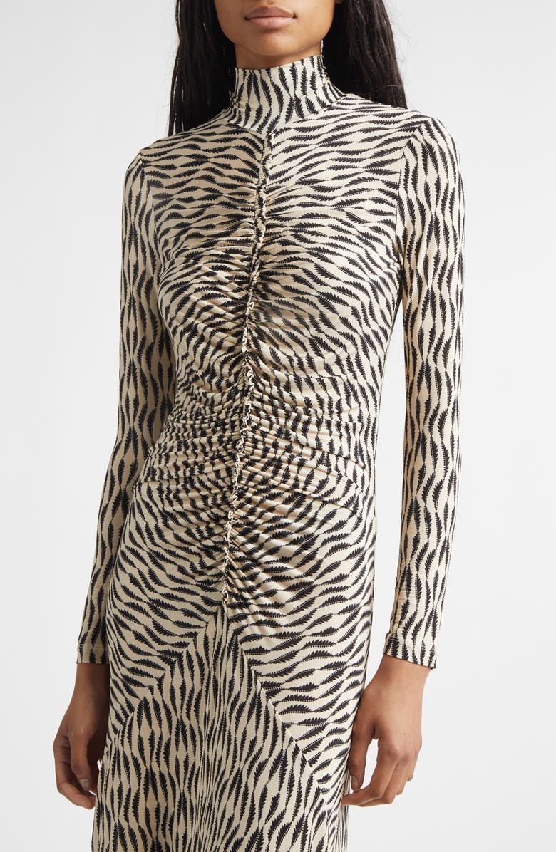 Ulla Johnson Ida Ruched Turtleneck Long Sleeve Maxi Dress, Alternate, color, Silhouette