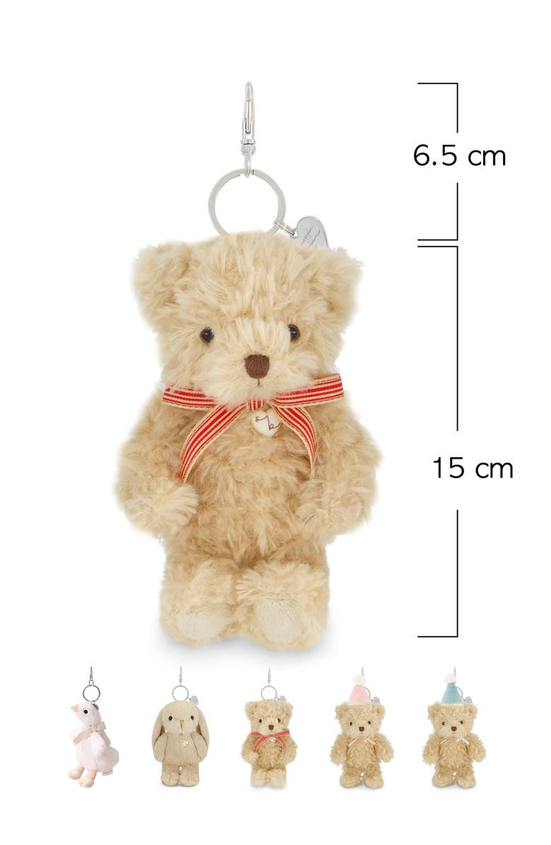 Snuggle Bunnies Arthur the Bear 6" Keychain with Red Bow, Alternate, color, Red Stripe Ribbon Bow