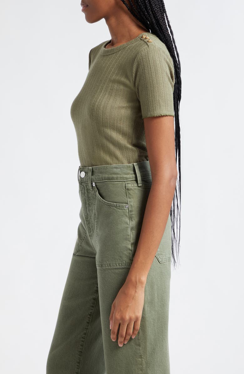 Veronica Beard Draya Open Stitch Knit T-Shirt, Alternate, color, Stone Army