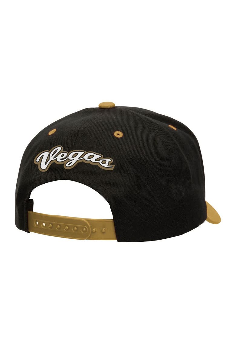 Men's Mitchell & Ness Black/Gold Vegas Golden Knights Backside Script Two-Tone Pro Crown Adjustable Hat, Alternate, color, Black