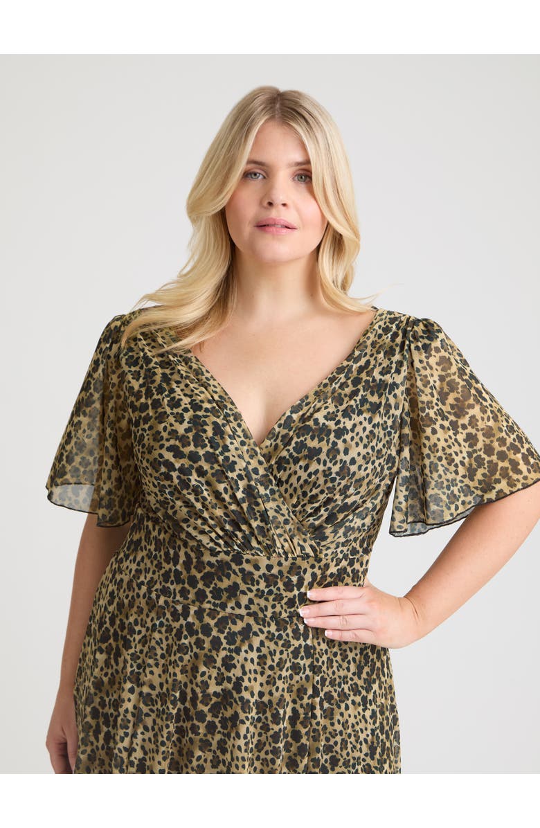 Scarlett & Jo Victoria Brush Angel Sleeve Midi Dress, Alternate, color, Leopard Print