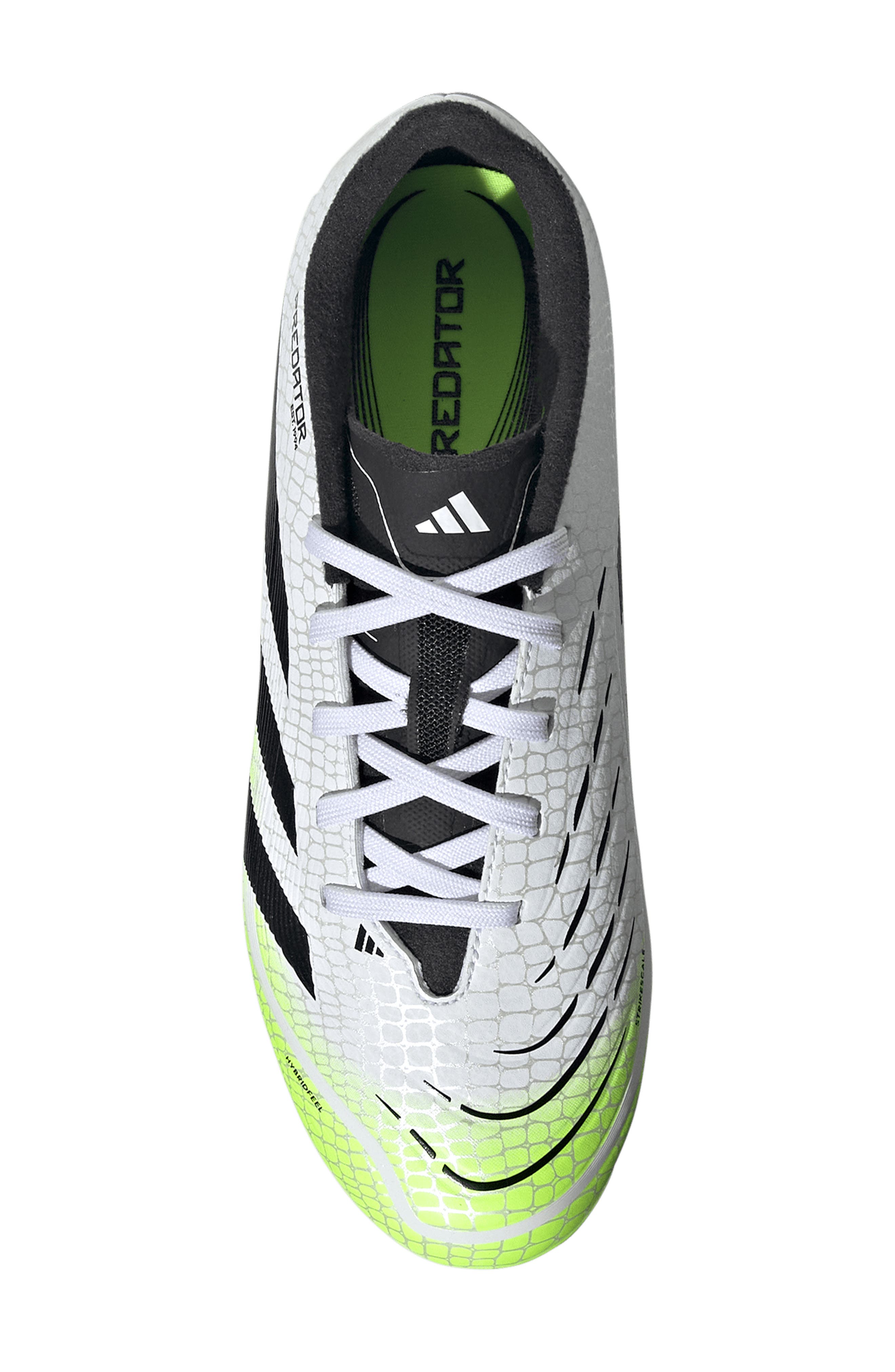 adidas Kids' Predator Club Firm/Multiground Soccer Cleat, Alternate, color, White/ Black/ Lucid Lemon