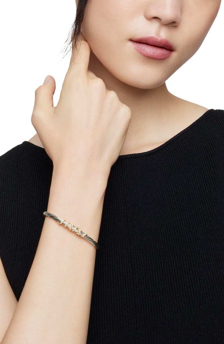 David Yurman Helena Center Station Bracelet with Diamonds and 18K Gold, 4mm, Alternate, color,