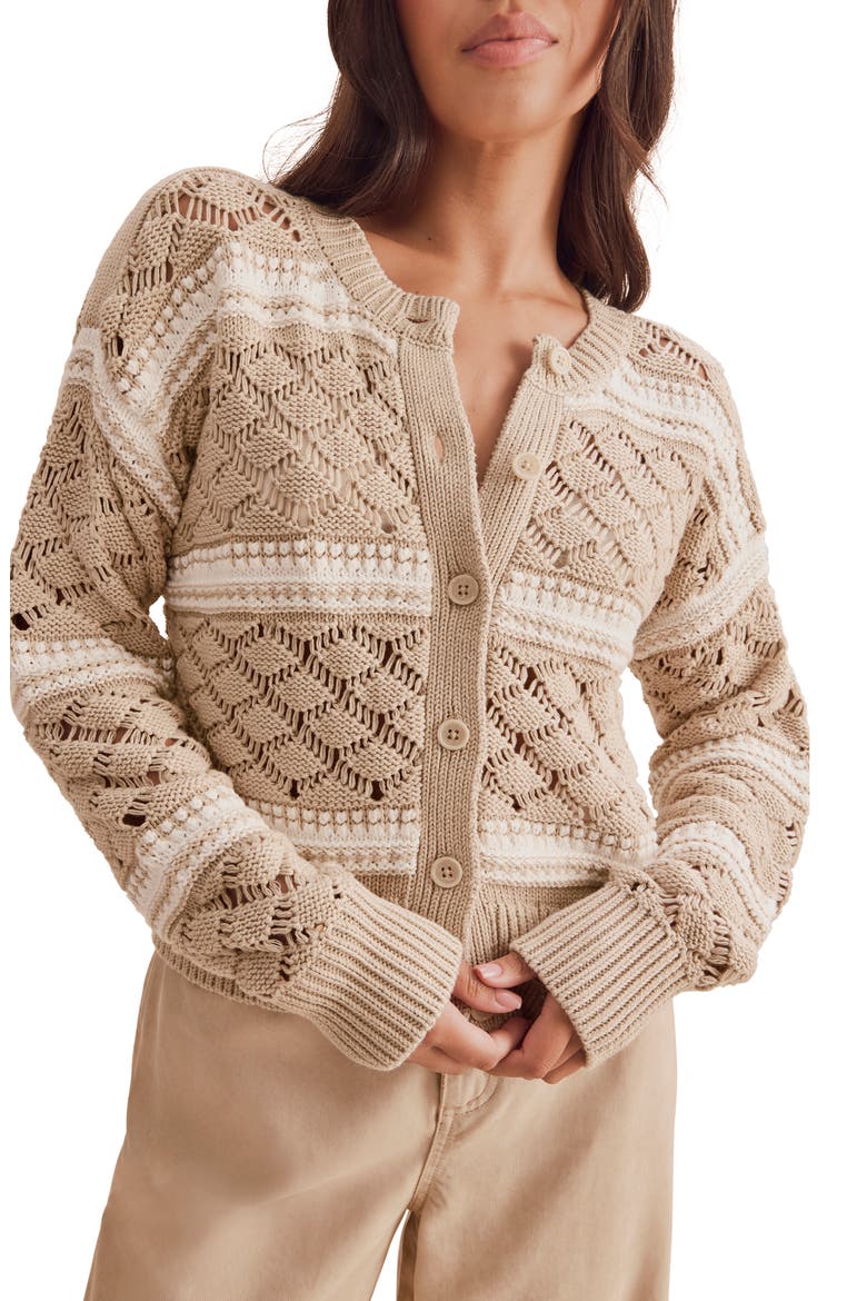 Bennett Cotton Cardigan, Alternate, color, WHEAT BEIGE/ SHELL