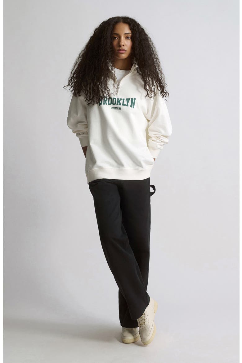 Half Zip Sweatshirt, Alternate, color, ANTIQUE WHITE