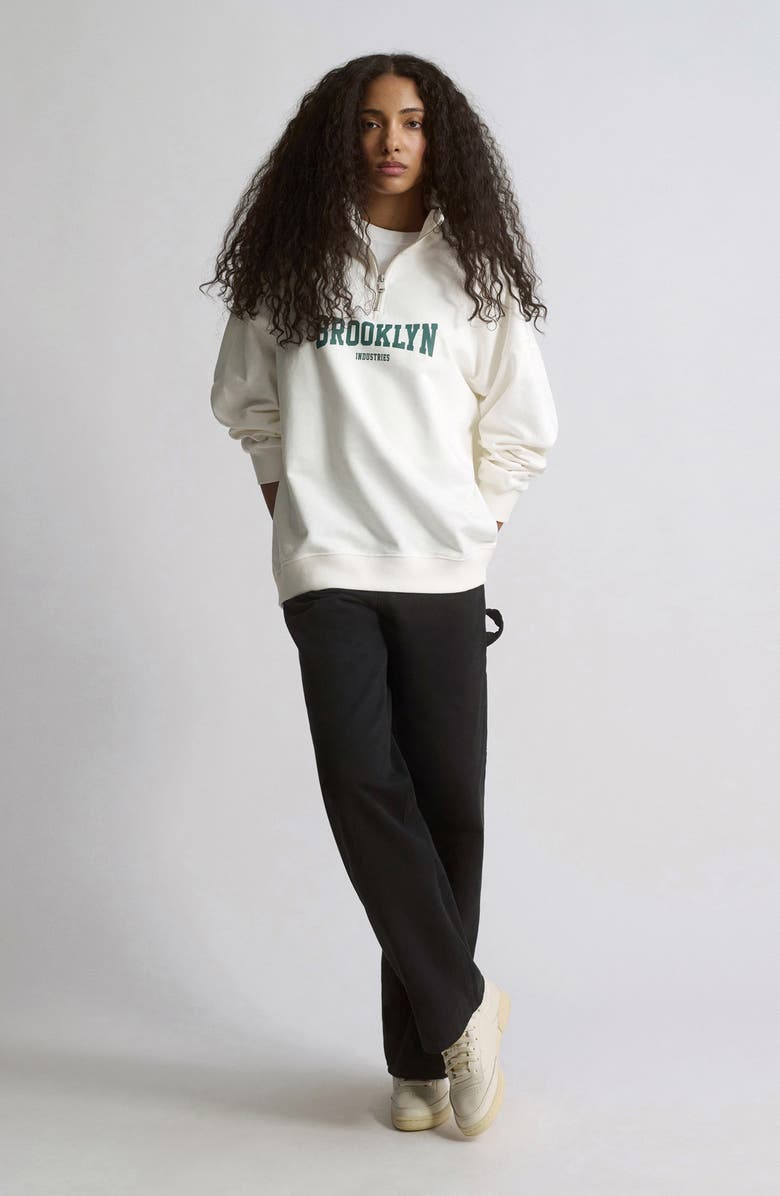 Brooklyn Industries Half Zip Sweatshirt, Main, color, Antique White