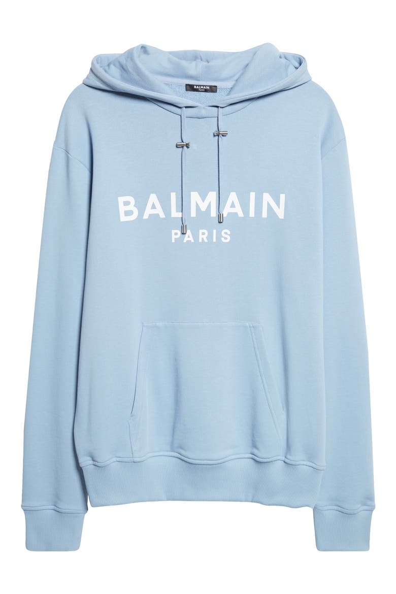Organic Cotton Logo Graphic Hoodie, Alternate, color, SLJ PALE BLUE/ WHITE