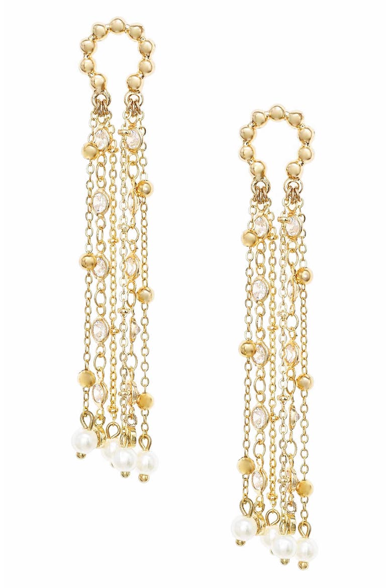 Fringe Drop Frontal Hoop Earrings, Main, color, GOLD
