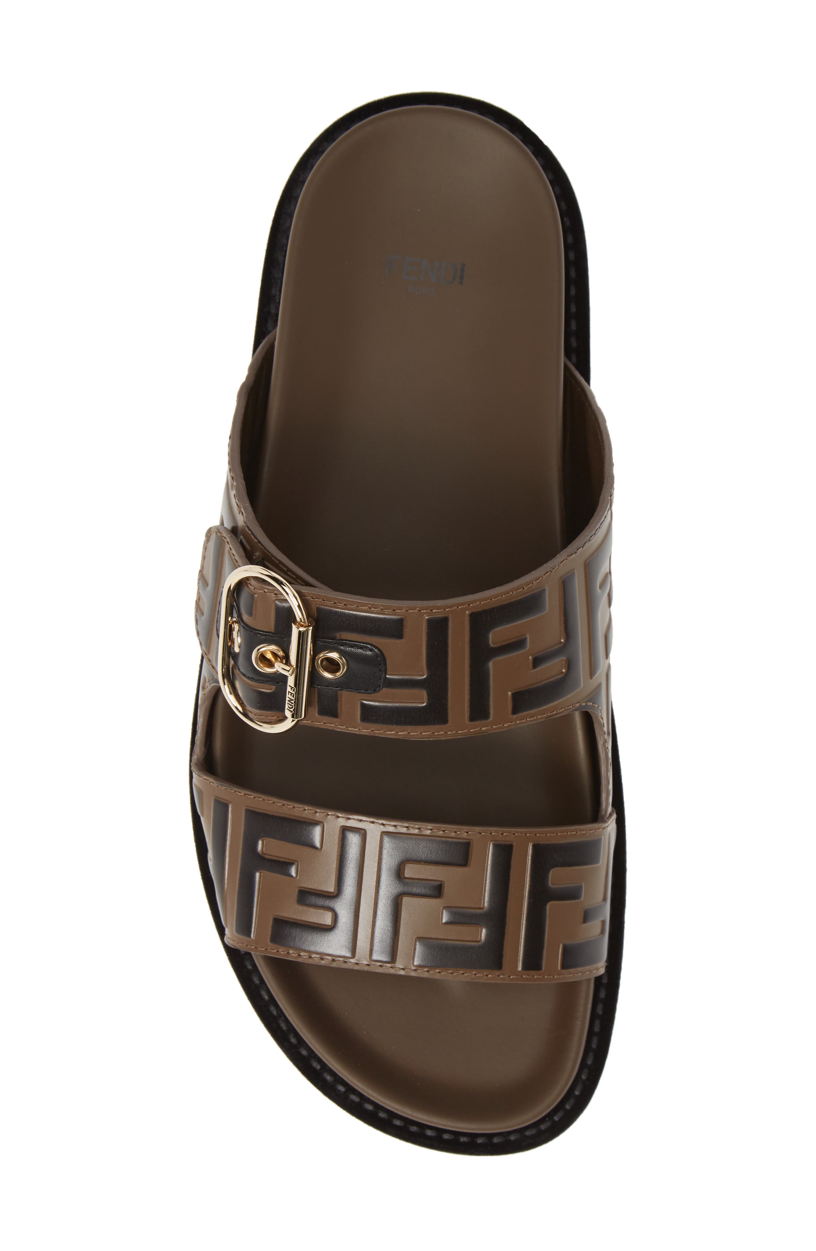 Fendi FF Logo Buckle Slide Sandal, Alternate, color, 