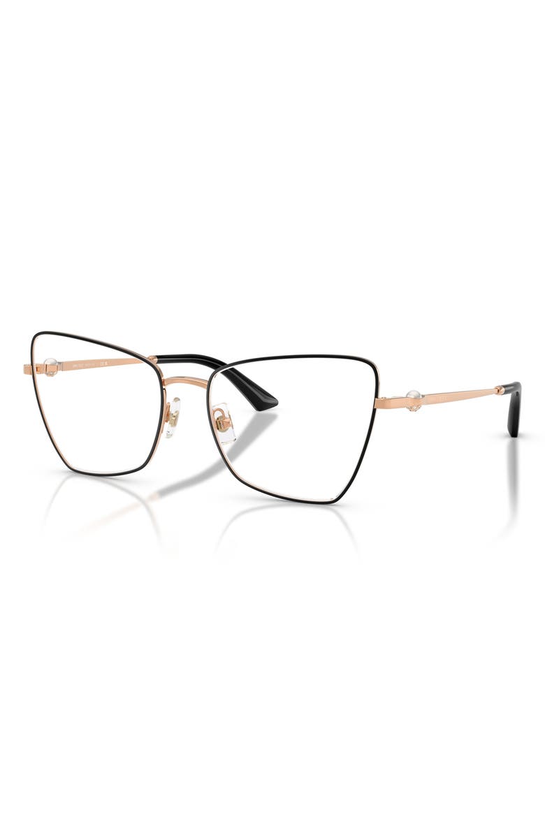 Jimmy Choo 56mm Irregular Optical Glasses, Alternate, color, Rose Gold/ Black / Demo Lens