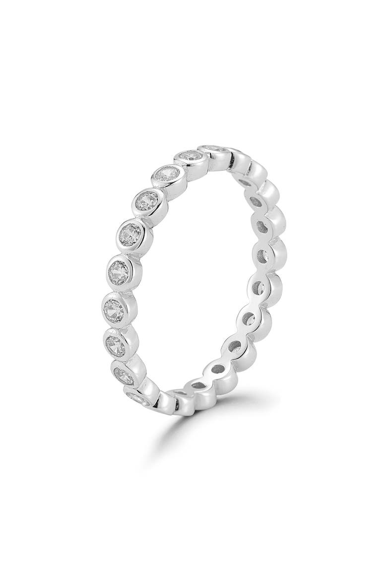 Bezel Cubic Zirconia Stackable Eternity Band Ring, Main, color, SILVER