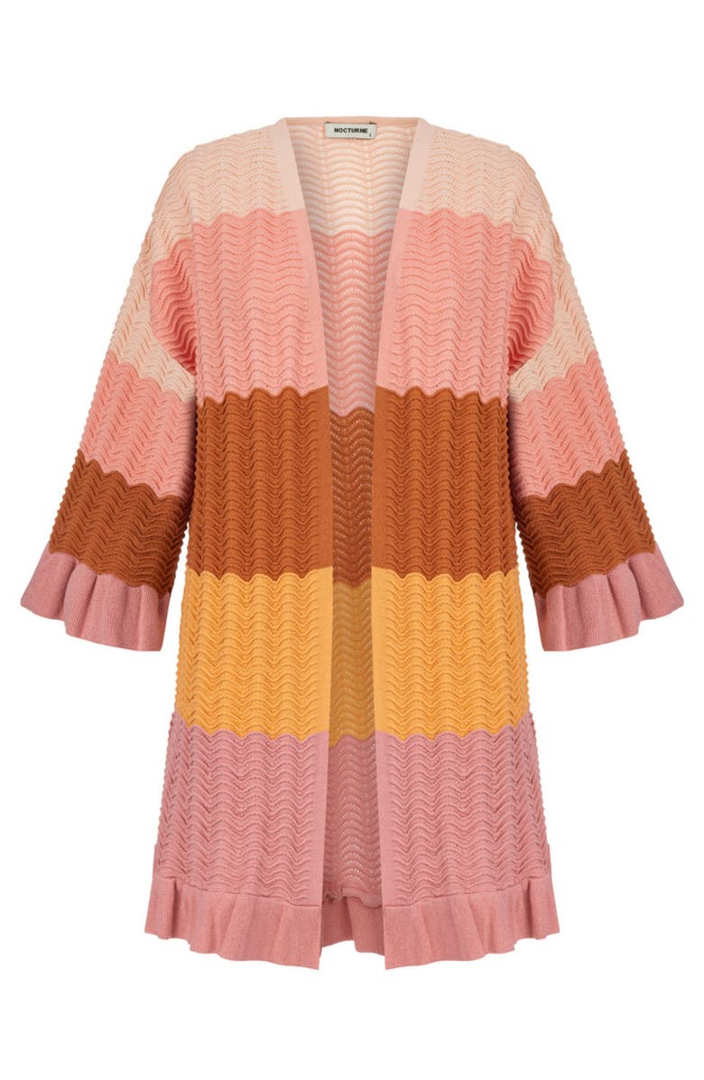 Nocturne Printed Flounce Knit Cardigan, Alternate, color, 