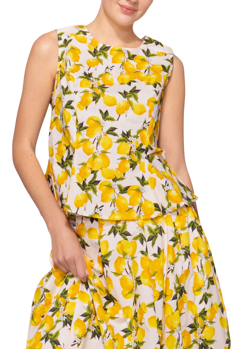 Lemon Sleeveless Poplin Top, Main, color, LEMON PRINT