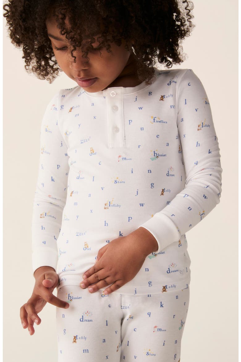 Fitted Two-Piece Pima Cotton Pajamas, Alternate, color, WHITE MULTI
