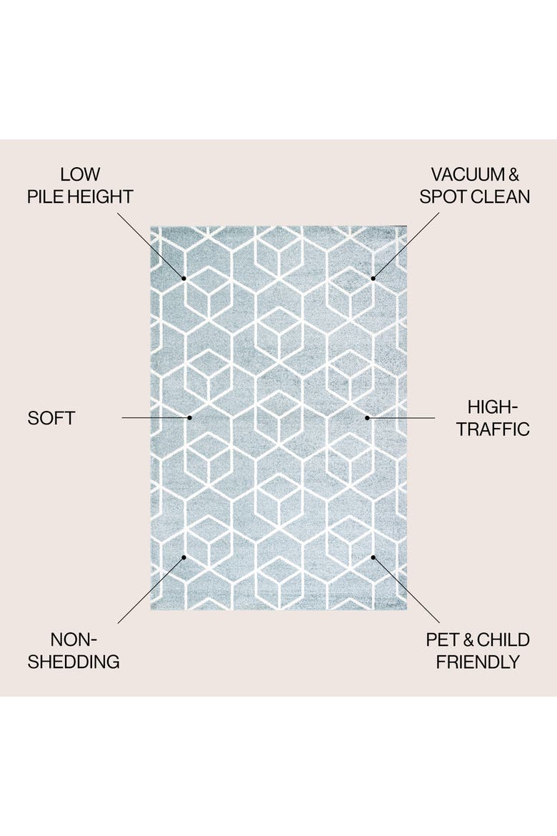Tumbling Blocks Modern Geometric Area Rug, Alternate, color, Light Blue/White