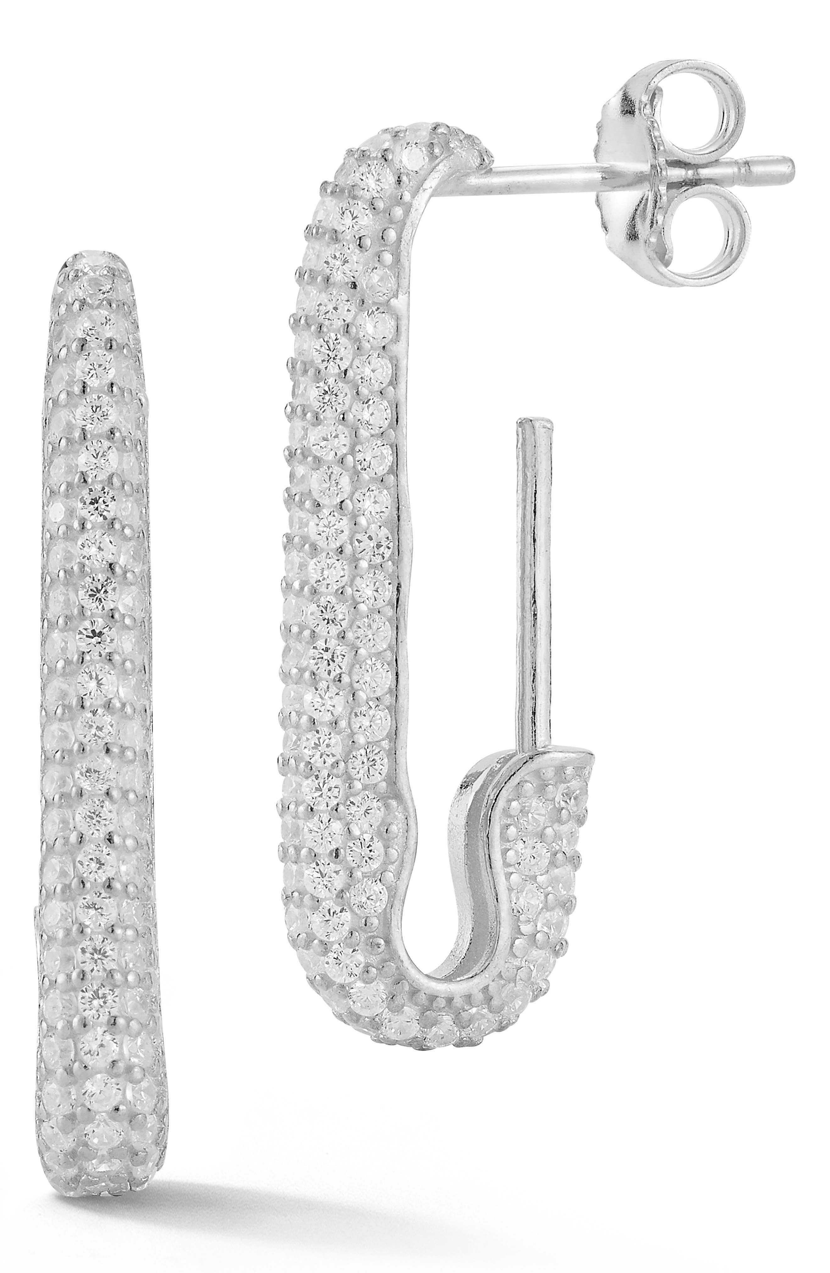 SPHERA MILANO Pavé CZ Paper Clip Earrings