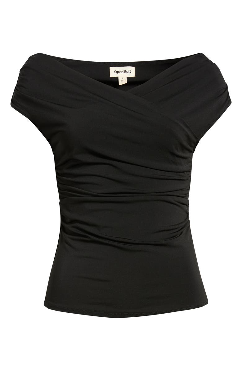 Open Edit Crossover Off the Shoulder Top, Alternate, color, Black