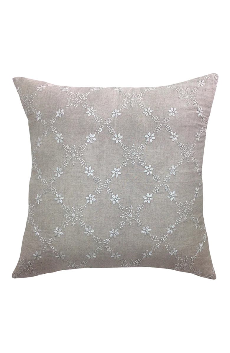 Alamwar Grace Lucknow Pillow Cover Natural Linen, Main, color, Beige/Shell