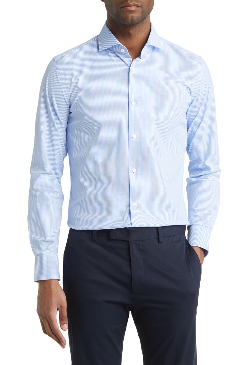 Hank Slim Fit Stretch Performance Dress Shirt, Main, color, LIGHT BLUE