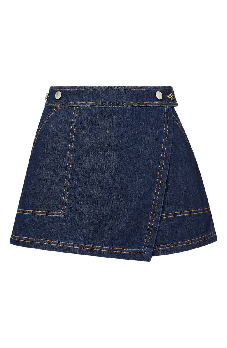 Veronica Beard Winslet Wrap Denim Miniskort, Alternate, color, Indigo Rinse