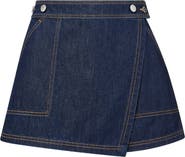 Veronica Beard Winslet Wrap Denim Miniskort