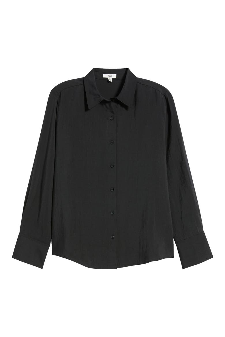 Luxe Touch Button-Up Shirt, Alternate, color, BLACK