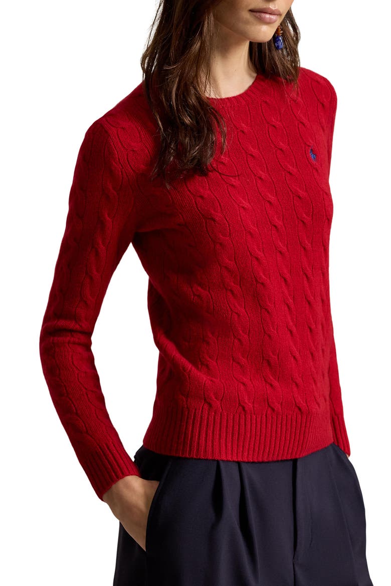Cable Knit Wool & Cashmere Sweater, Main, color, UNVRSTY RD