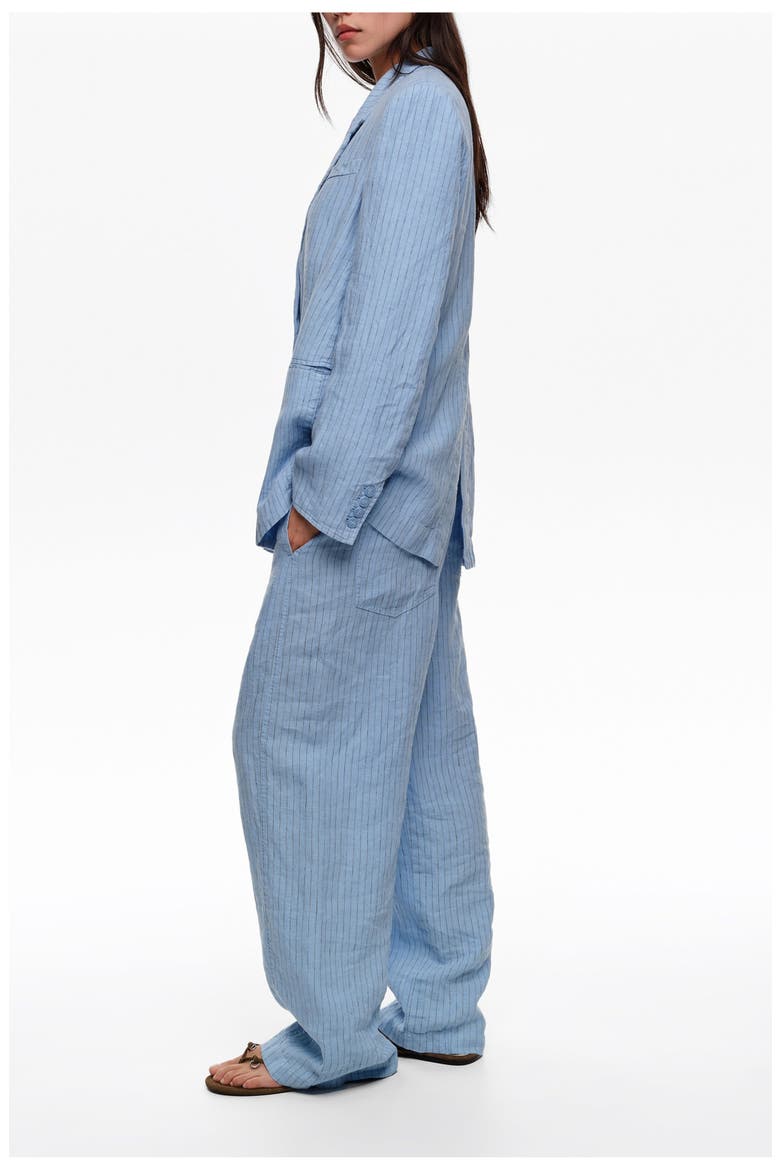 Striped Washed Tailored Jacket, Alternate, color, LIGHT BLUE