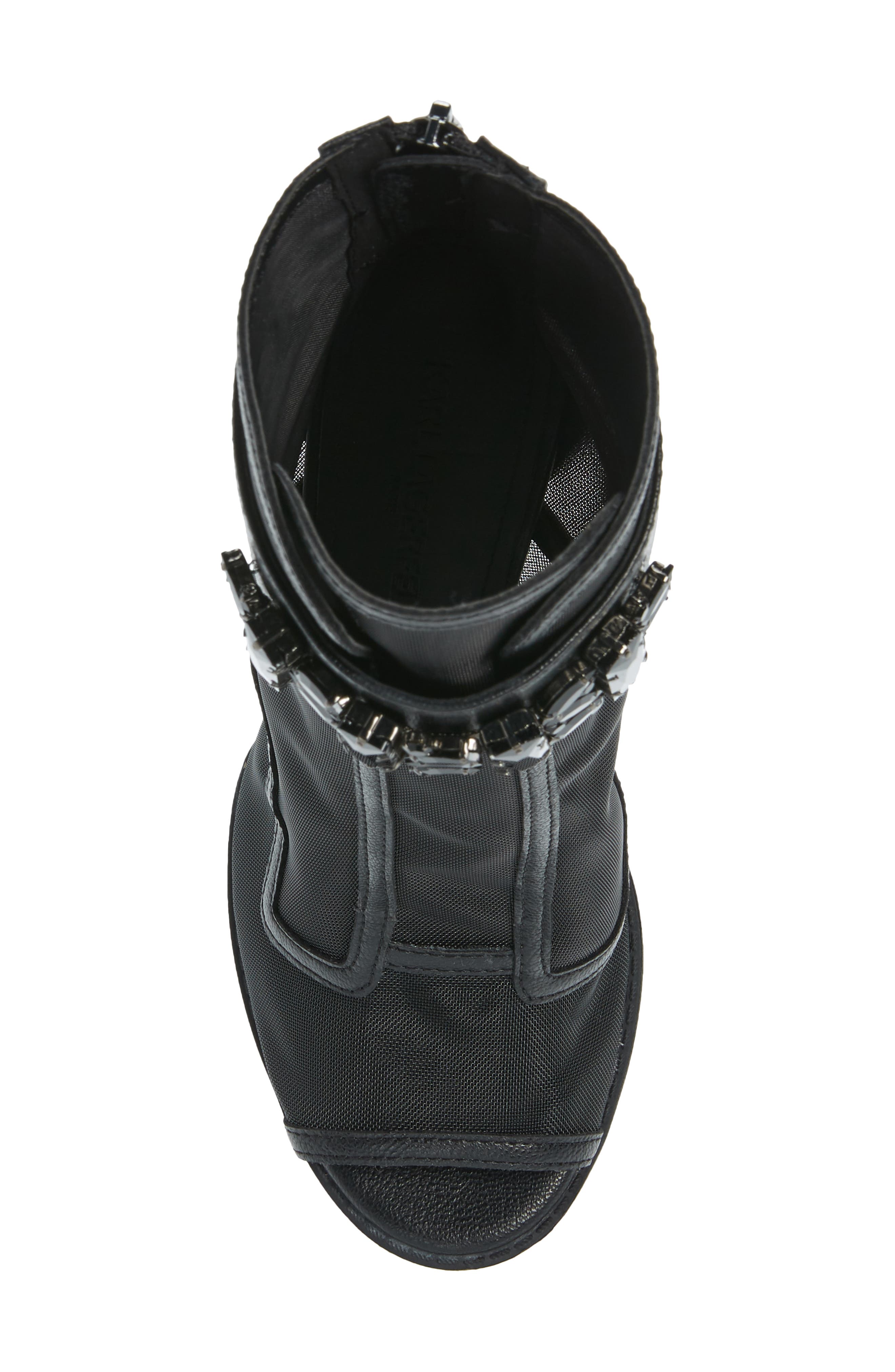 KARL LAGERFELD PARIS Blayze Peep Toe Bootie, Alternate, color, Black