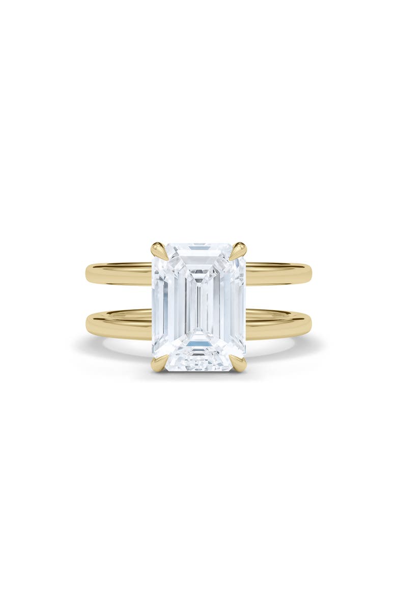 Emerald Cut Double Band Lab Created Diamond Ring, Alternate, color, 4.00 CTW 18K YELLOW GOLD