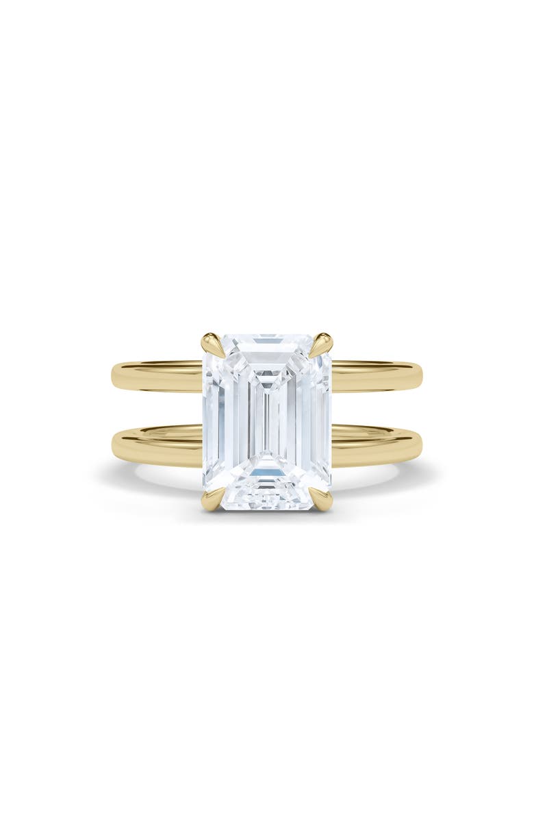 HauteCarat Emerald Cut Double Band Lab Created Diamond Ring, Alternate, color, 2.00Ctw 18K Yellow Gold