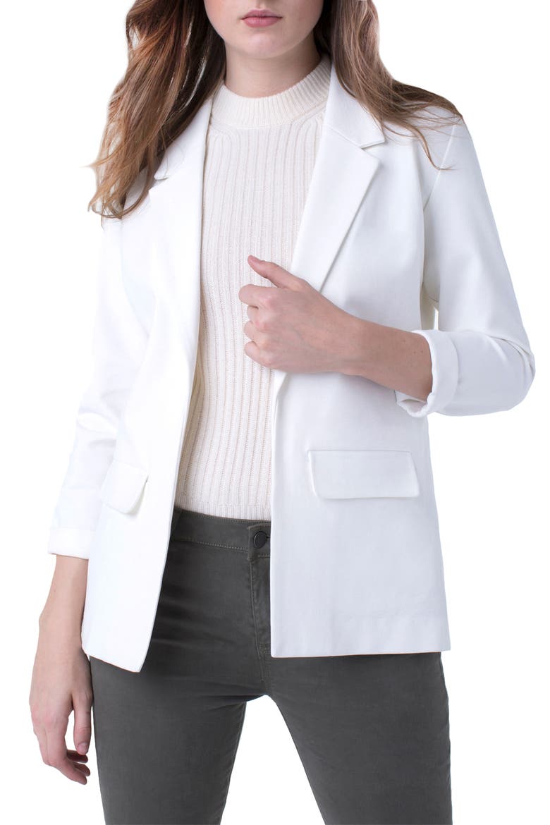 Knit Boyfriend Blazer, Main, color, EGRET