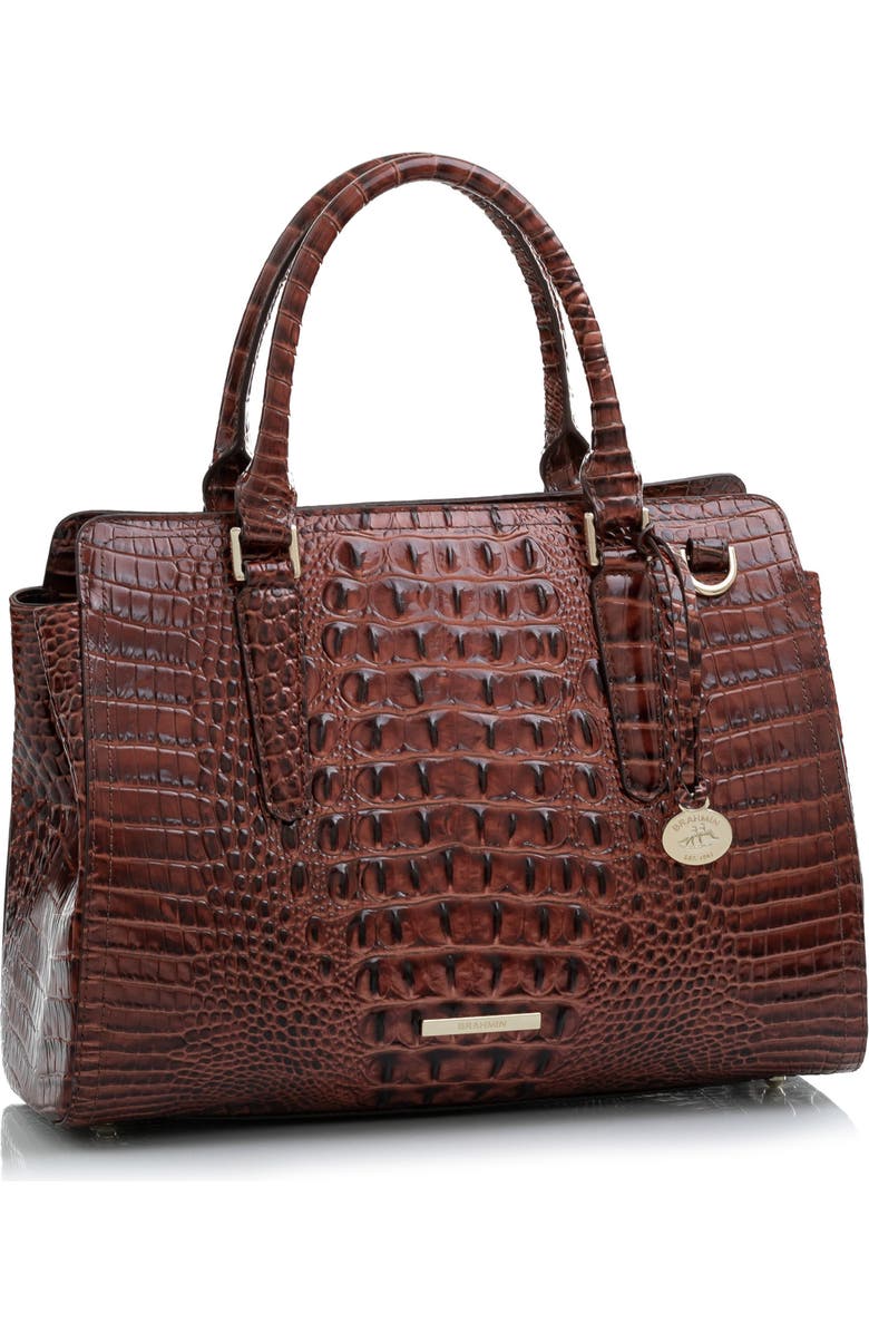 Brahmin Finley Small Croc Embossed Leather Satchel, Alternate, color,